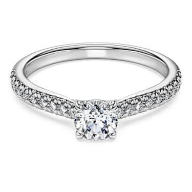 Anillo solitario Eternity Diamantes creados en laboratorio peso total de 0 7 quilate Talla redonda Oro blanco de 14 quilates